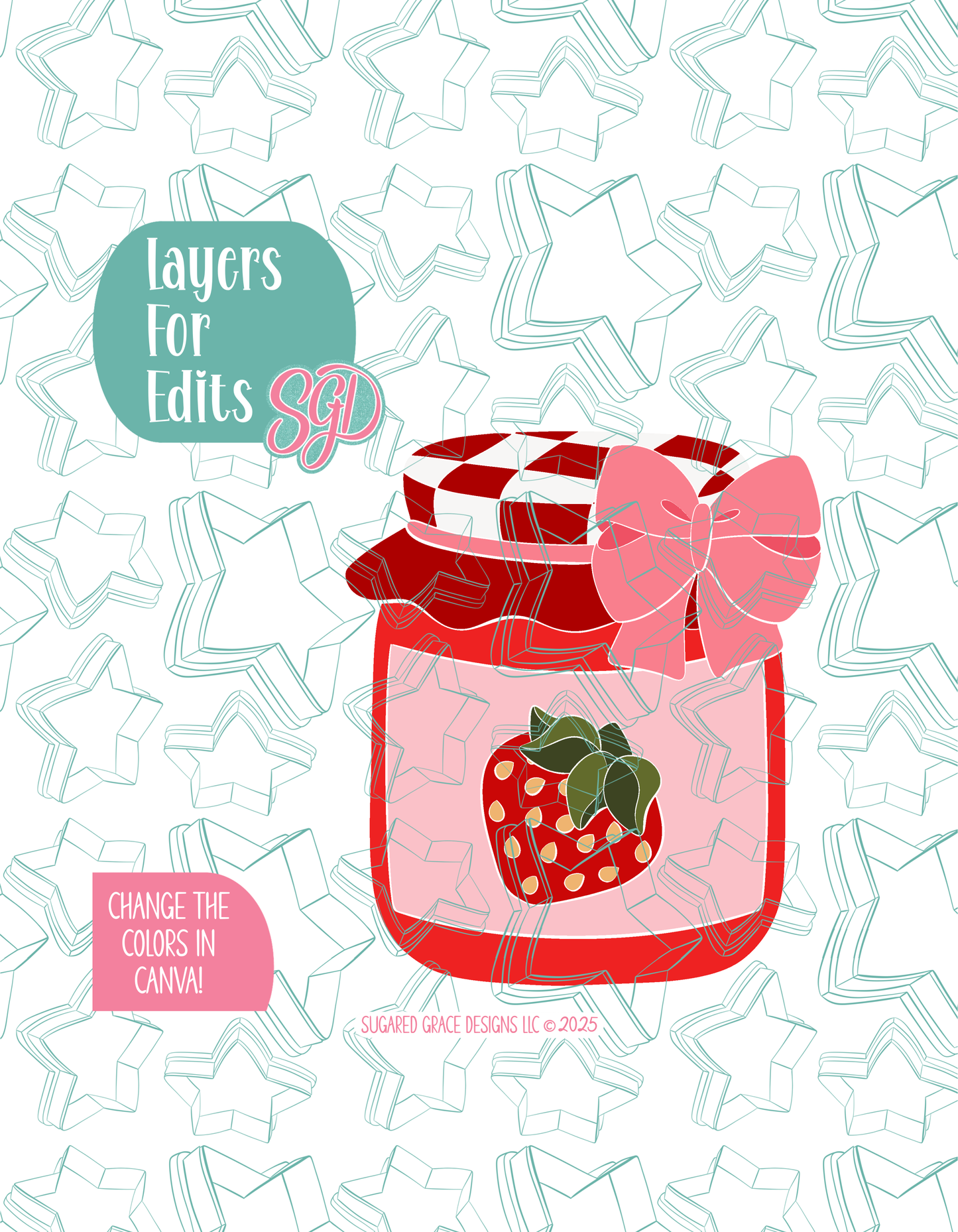 Strawberry Jam Jar Cookie Cutter with matching PNG