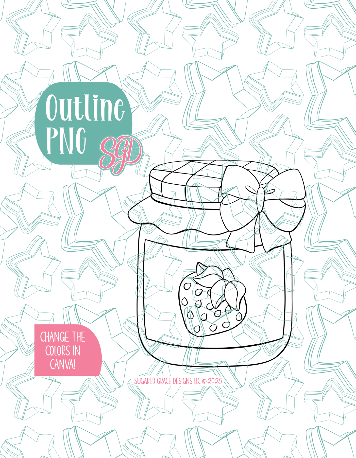 Strawberry Jam Jar Cookie Cutter with matching PNG