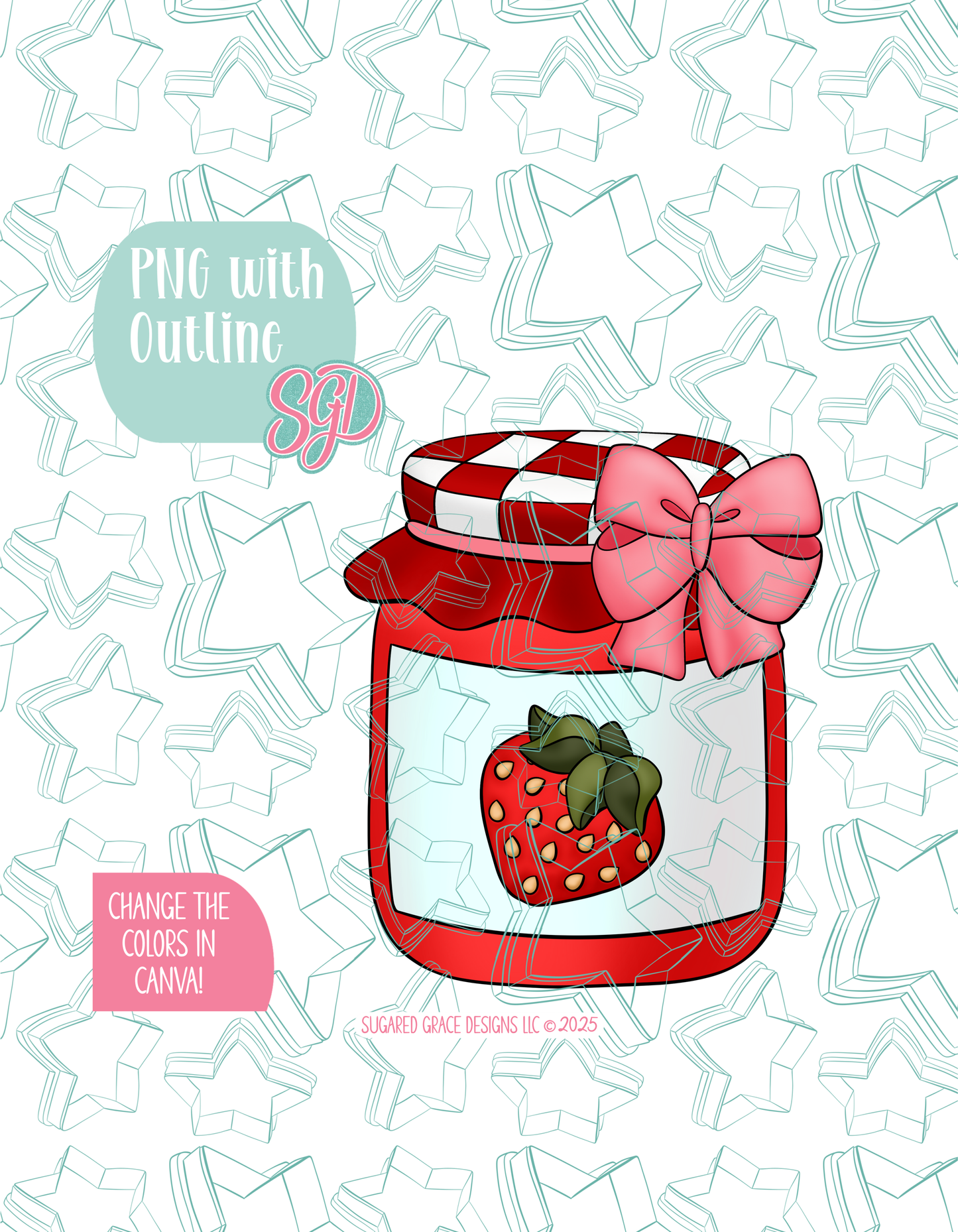 Strawberry Jam Jar Cookie Cutter STL and PNG set