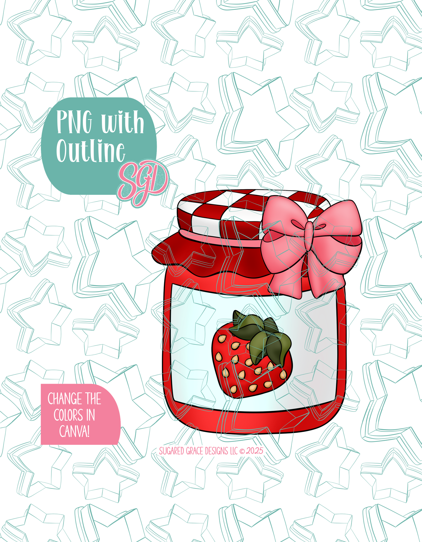 Strawberry Jam Jar Cookie Cutter with matching PNG