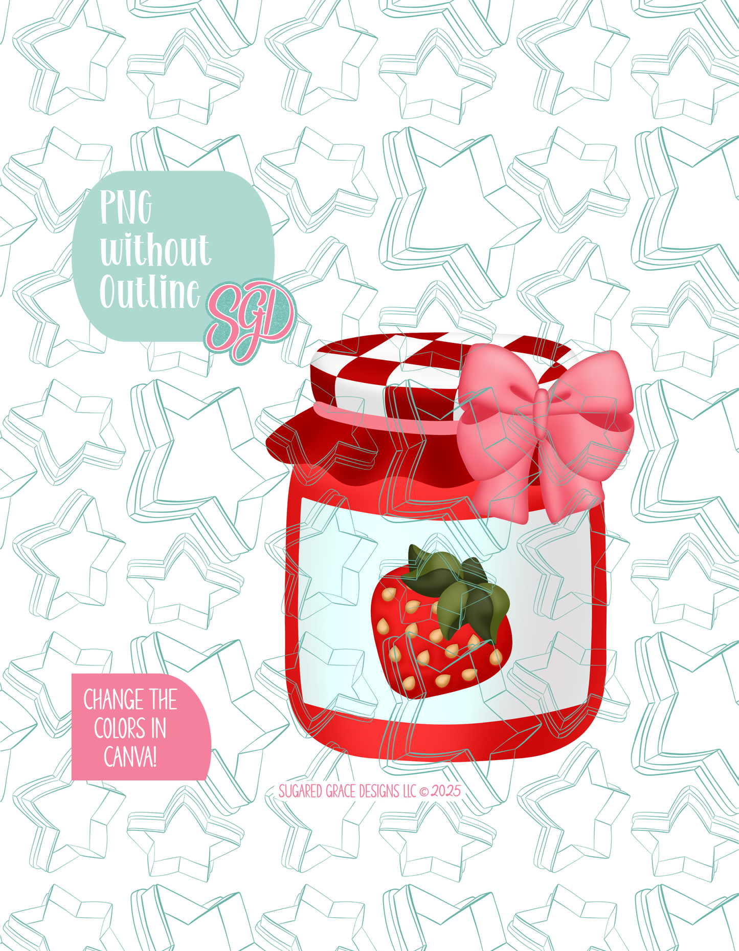 Strawberry Jam Jar Cookie Cutter STL and PNG set