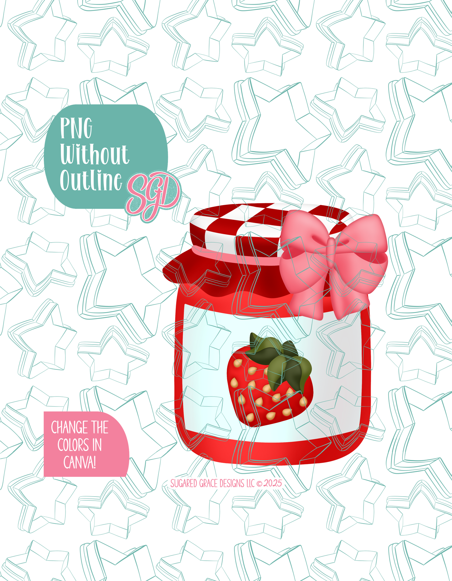 Strawberry Jam Jar Cookie Cutter with matching PNG