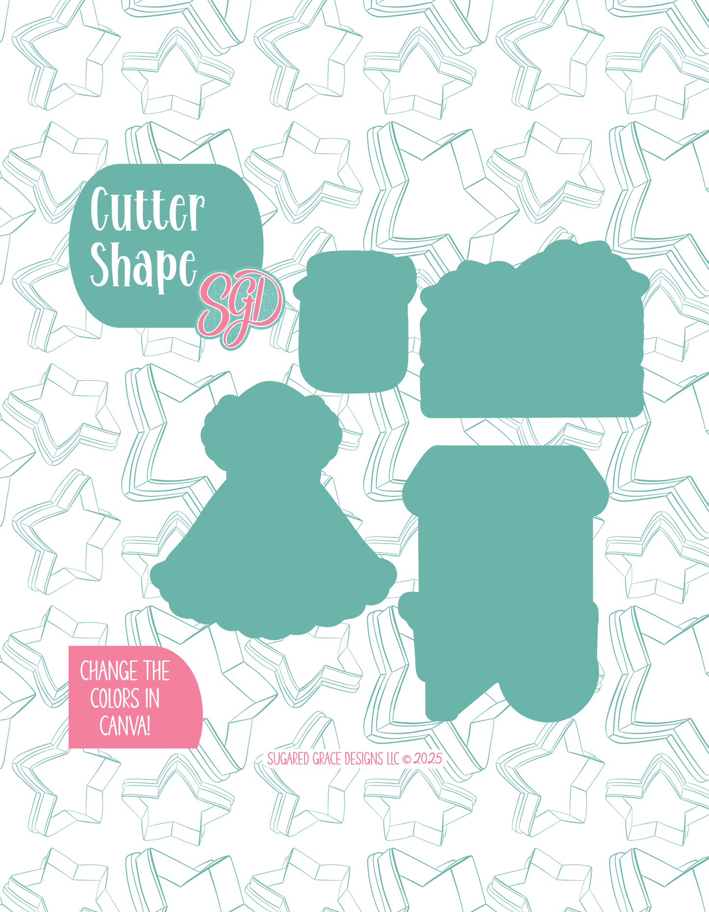 Strawberry Market Cookie Cutter set with matching PNG - Set of 4 Designs
