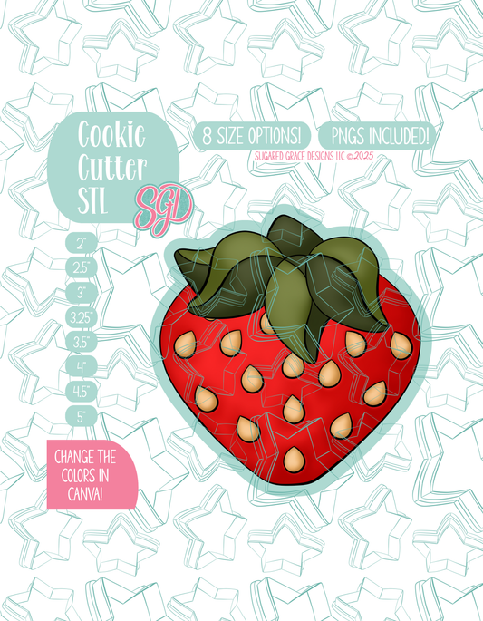 Strawberry Cookie Cutter STL and PNG set