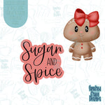 Sugar and spice gingerbread girl cookie cutter stl file set with png images for edible printers including Eddie