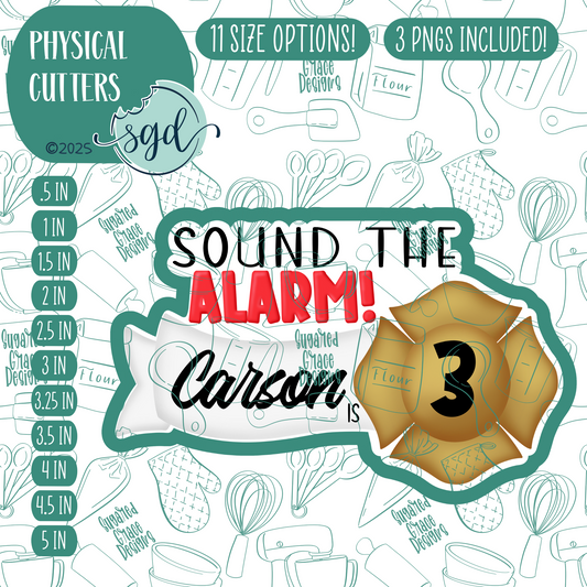 Sound the Alarm Plaque Cookie Cutter with PNG Images to Match - Hand Drawn Graphics for Edible Ink Printers