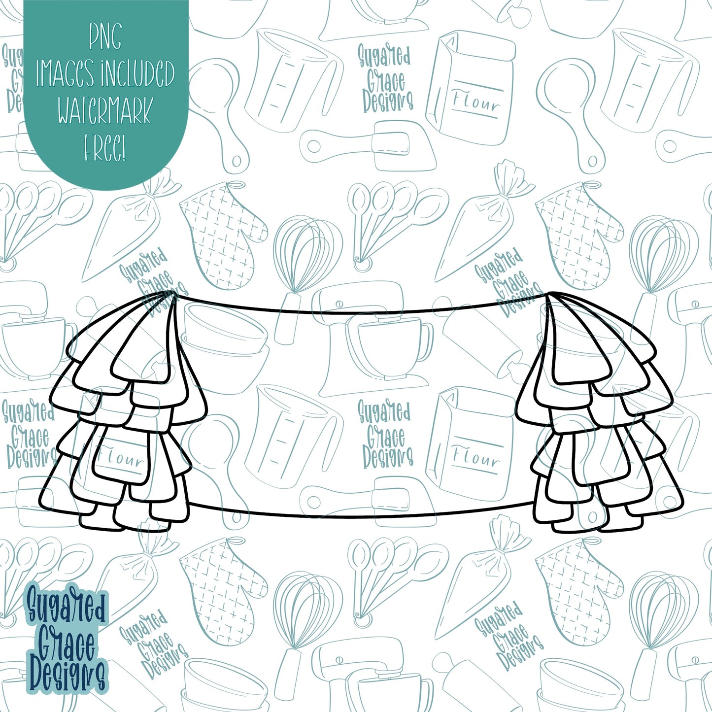 Tassel Banner Cookie Cutter with Matching Printable PNG Images for Edible Ink Printers Including Eddie