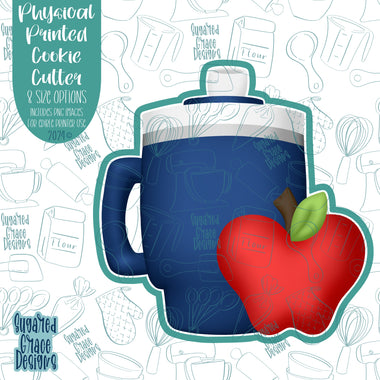 Teacher Appreciation Travel Mug Cookie Cutter with Matching PNG Images for Edible Ink Printers Including Eddie