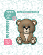 Teddy Bear Cookie Cutter with PNG Images to Match - Hand Drawn Graphics for Edible Ink Printers