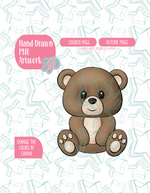 Teddy Bear PNG Image Set for Edible Ink Printers - Hand Drawn Editable Graphics