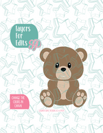Teddy Bear Cookie Cutter with PNG Images to Match - Hand Drawn Graphics for Edible Ink Printers