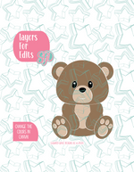 Teddy Bear PNG Image Set for Edible Ink Printers - Hand Drawn Editable Graphics