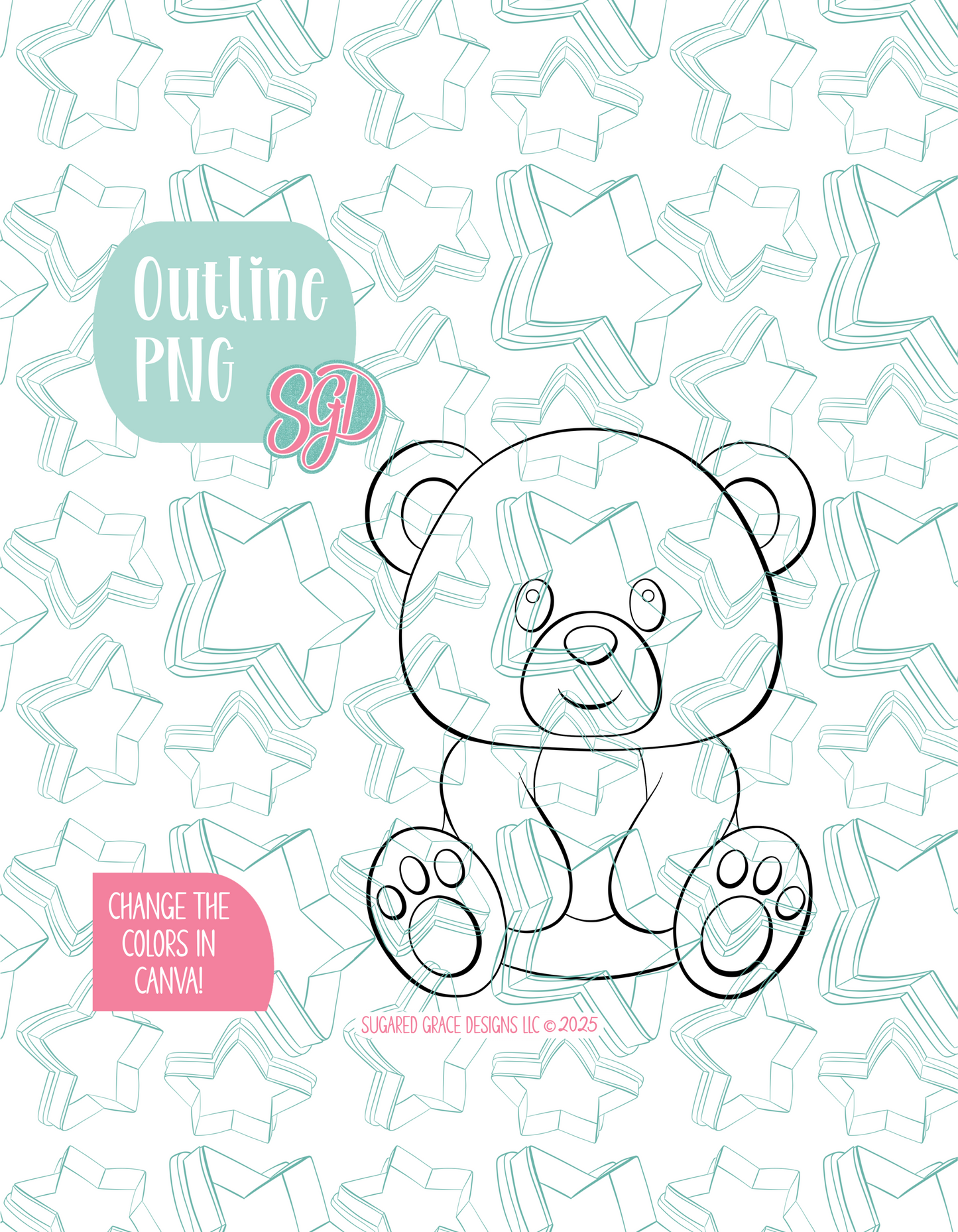 Teddy Bear Cookie Cutter STL File with PNG Images to Match - For 3D Printing and Edible Ink Printers