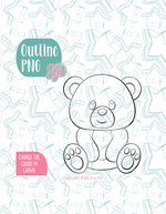 Teddy Bear Cookie Cutter with PNG Images to Match - Hand Drawn Graphics for Edible Ink Printers