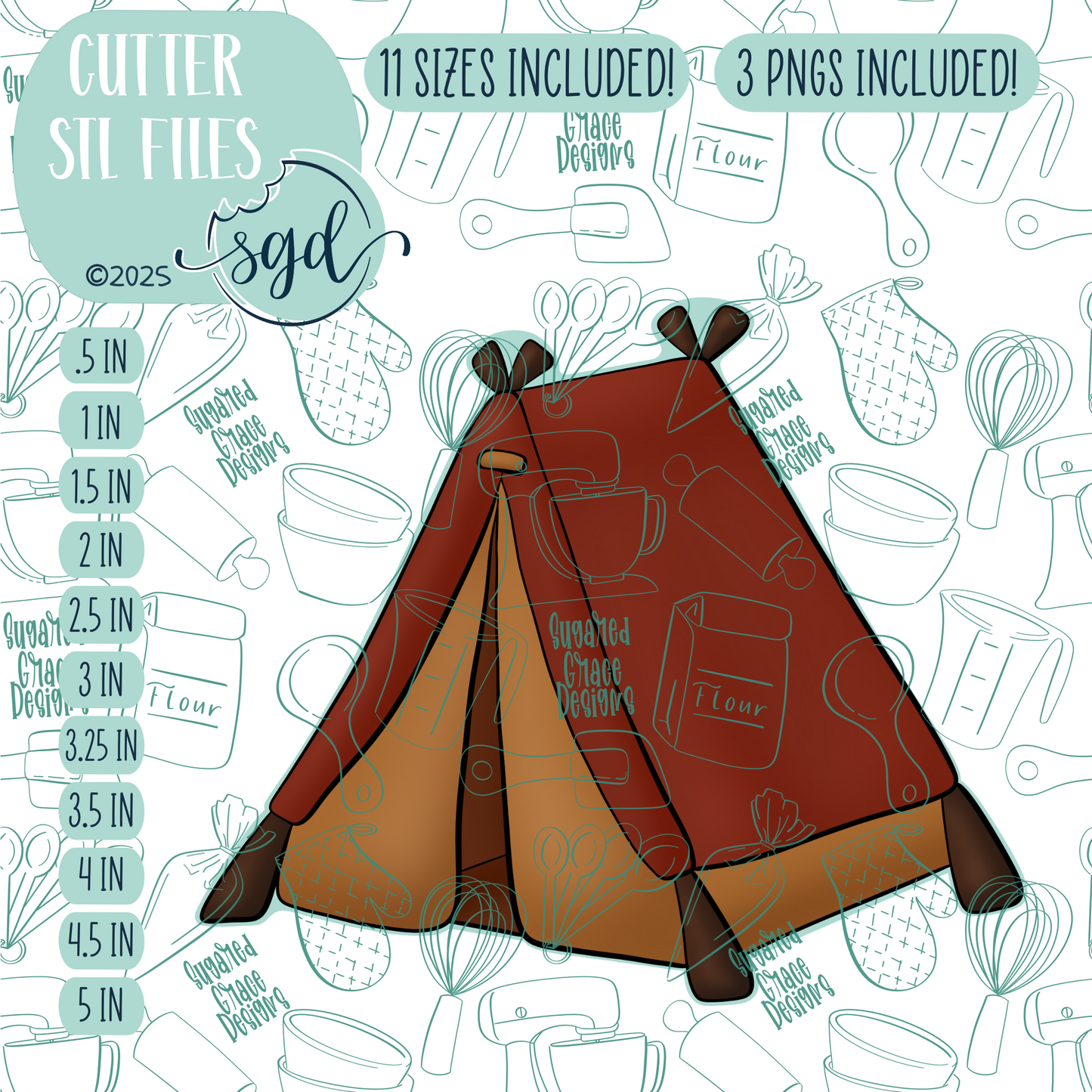 Tent Cutter STL File with PNG Images to Match - For 3D Printing and Edible Ink Printers