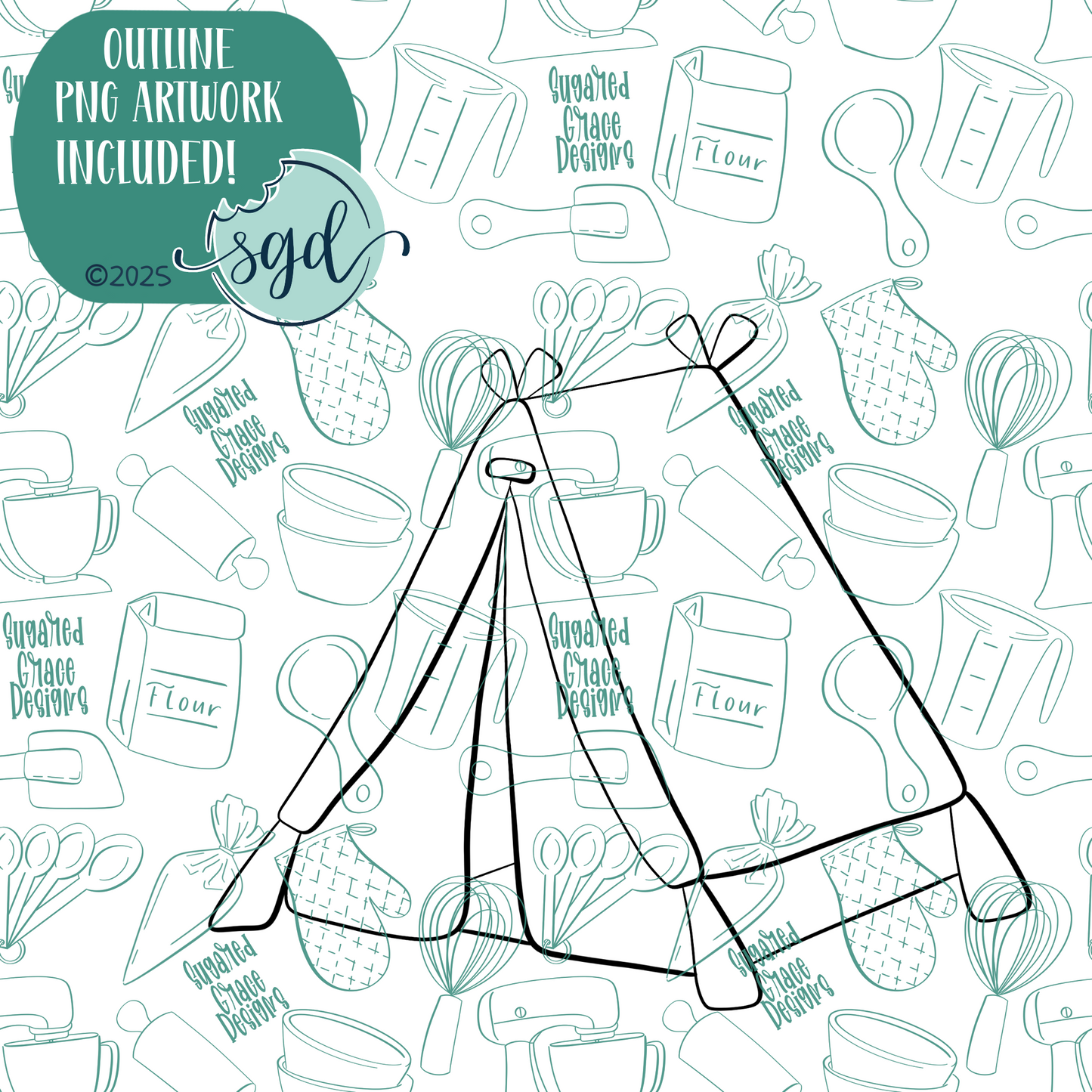 Tent Cookie Cutter with PNG Images to Match - Hand Drawn Graphics for Edible Ink Printers
