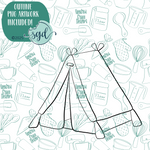 Tent Cookie Cutter with PNG Images to Match - Hand Drawn Graphics for Edible Ink Printers