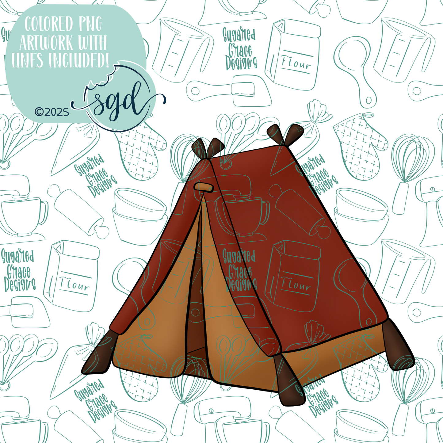 Tent Cutter STL File with PNG Images to Match - For 3D Printing and Edible Ink Printers