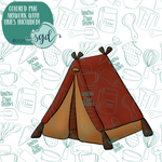 Tent Cookie Cutter with PNG Images to Match - Hand Drawn Graphics for Edible Ink Printers