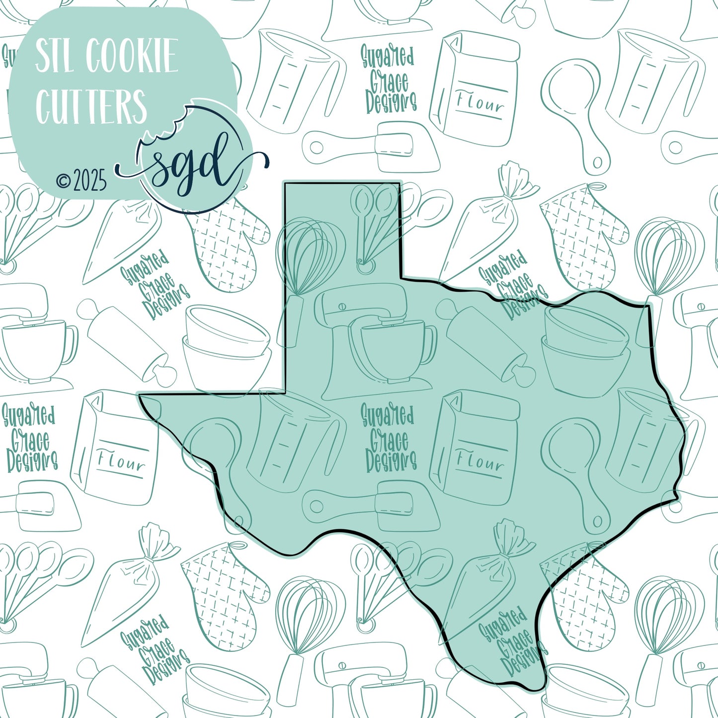 Texas State Cookie Cutter STL Files with PNG Images to Match - For 3D Printing and Edible Ink Printers
