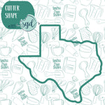 Texas State Cookie Cutter with PNG Images to Match - Hand Drawn Graphics for Edible Ink Printers - United States Shape