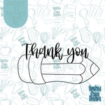 Thank You Pencil Teacher Appreciation Cookie Cutter STL Files for 3D Printing with Matching Printable PNG Images for Edible Ink Printers Including Eddie