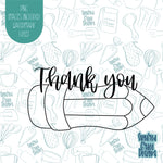 Teacher Appreciation Thank You Pencil Cookie Cutter With Matching PNG Images for Edible Ink Printers Including Eddie