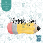 Teacher Appreciation Thank You Pencil Cookie Cutter With Matching PNG Images for Edible Ink Printers Including Eddie