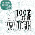 100% That Witch Cookie Cutter Plaque with PNG Images to Match - Hand Drawn Graphics for Edible Ink Printers - Halloween Cookie Ideas for Bakers