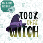 100% That Witch Cookie Cutter Plaque with PNG Images to Match - Hand Drawn Graphics for Edible Ink Printers - Halloween Cookie Ideas for Bakers