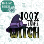 100% That Witch Cookie Cutter Plaque with PNG Images to Match - Hand Drawn Graphics for Edible Ink Printers - Halloween Cookie Ideas for Bakers