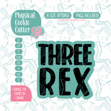 Three Rex Cookie Cutter with PNG Images to Match - Hand Drawn Graphics for Edible Ink Printers