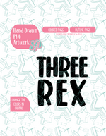 Three Rex PNG Image Set for Edible Ink Printers - Hand Drawn Editable Graphics