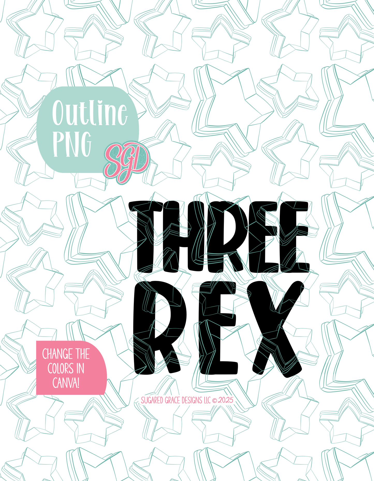 Three Rex Cookie Cutter STL File with PNG Images to Match - For 3D Printing and Edible Ink Printers