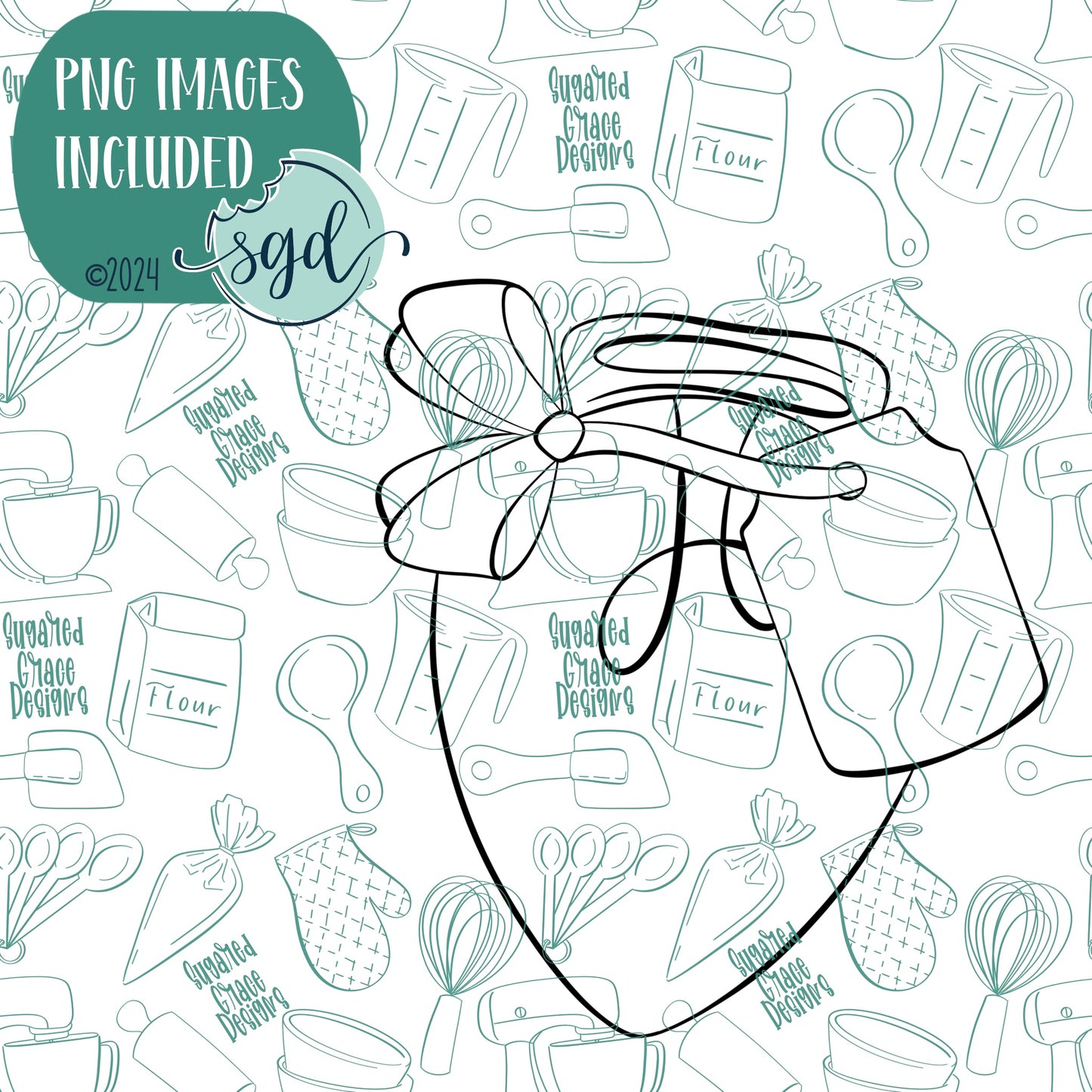 Christmas Light with Tag Cookie Cutter with PNG Images to Match - Hand Drawn Graphics for Edible Ink Printers