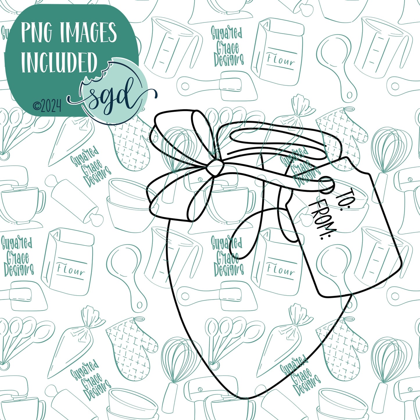 Christmas Light with Tag Cookie Cutter with PNG Images to Match - Hand Drawn Graphics for Edible Ink Printers