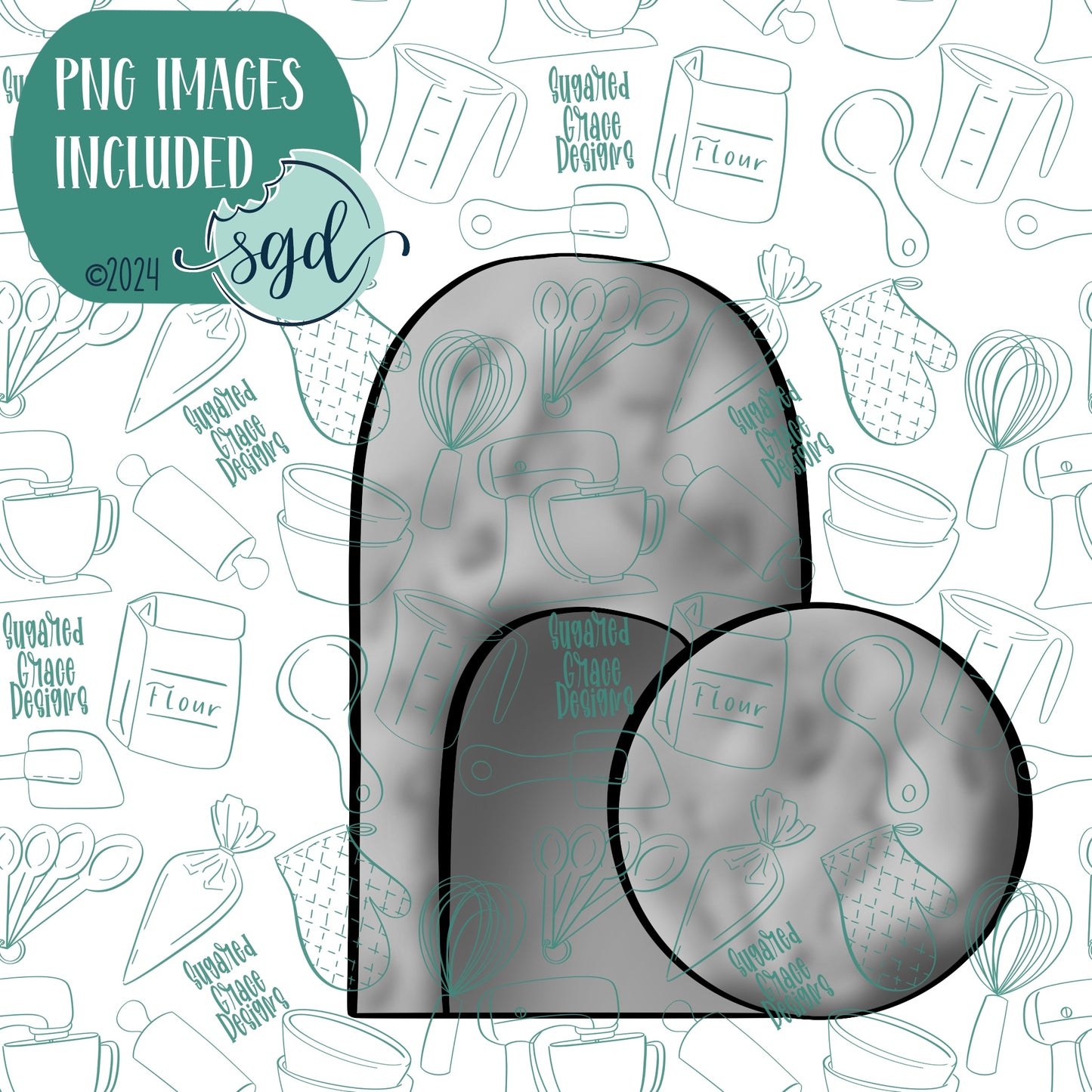 Easter Tomb Cookie Cutter with PNG Images to Match - Hand Drawn Graphics for Edible Ink Printers