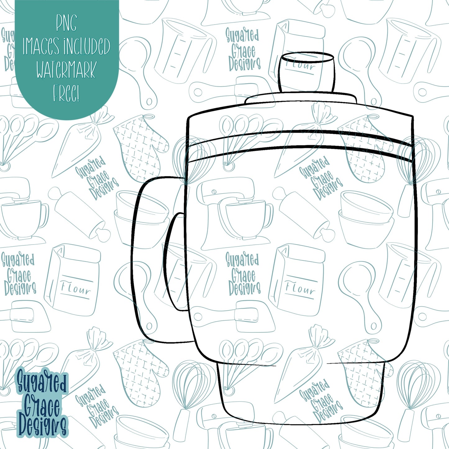 Pink Travel Mug Cookie Cutter with Matching Printable PNG Images for Edible Ink Printers Including Eddie