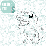 Green T-Rex Dinosaur Cookie Cutter STL File with PNG Images to Match - For 3D Printing and Edible Ink Printers