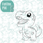Green T-Rex Dinosaur Cookie Cutter with PNG Images to Match - Hand Drawn Graphics for Edible Ink Printers
