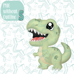 Green T-Rex Dinosaur Cookie Cutter STL File with PNG Images to Match - For 3D Printing and Edible Ink Printers