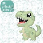 Green T-Rex Dinosaur Cookie Cutter with PNG Images to Match - Hand Drawn Graphics for Edible Ink Printers