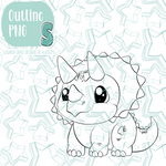 Orange Triceratops Dinosaur Cookie Cutter STL File with PNG Images to Match - For 3D Printing and Edible Ink Printers