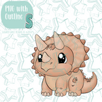 Orange Triceratops Dinosaur Cookie Cutter STL File with PNG Images to Match - For 3D Printing and Edible Ink Printers