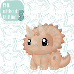 Orange Triceratops Dinosaur Cookie Cutter STL File with PNG Images to Match - For 3D Printing and Edible Ink Printers