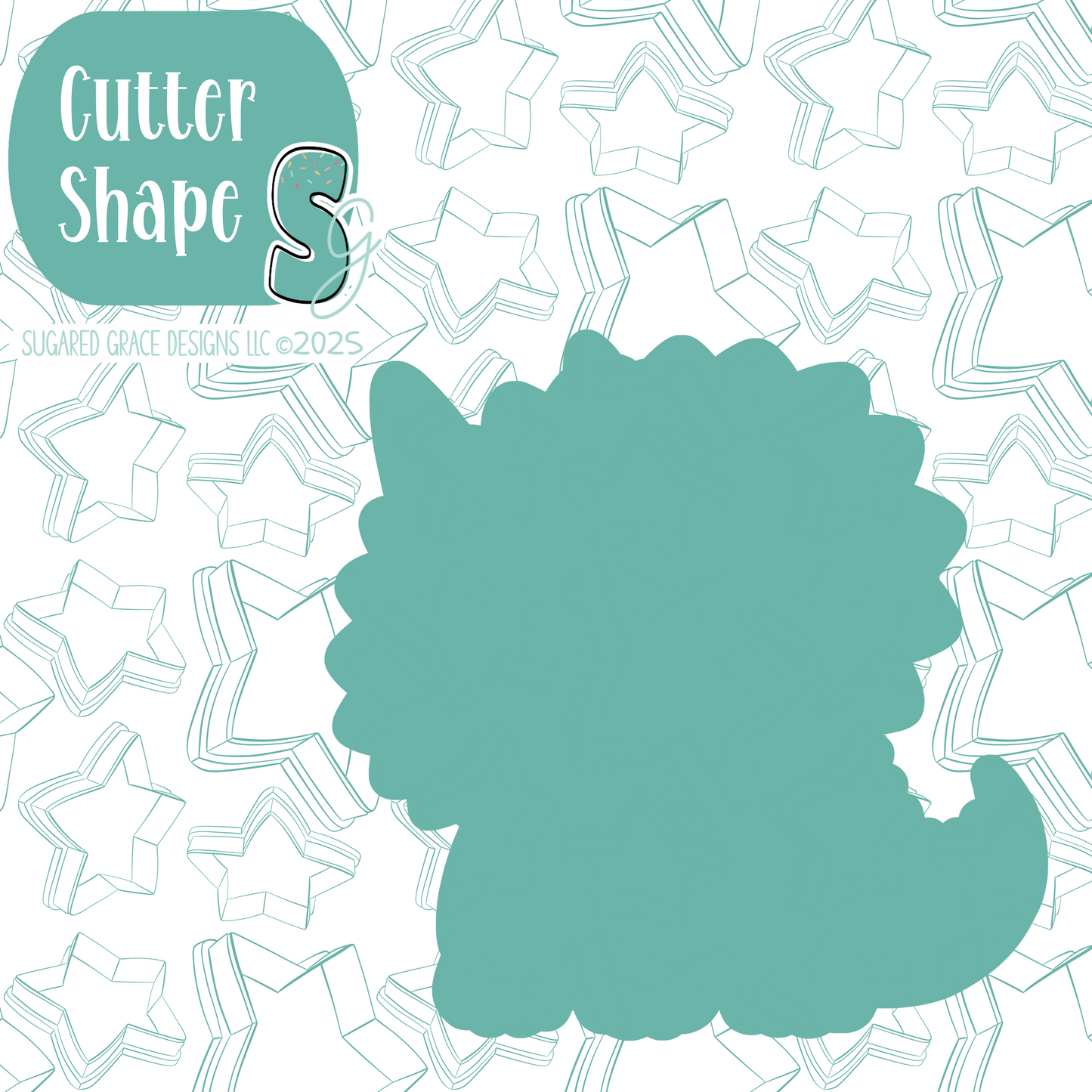 Orange Triceratops Dinosaur Cookie Cutter with PNG Images to Match - Hand Drawn Graphics for Edible Ink Printers