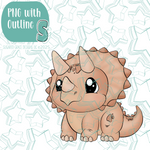 Orange Triceratops Dinosaur Cookie Cutter with PNG Images to Match - Hand Drawn Graphics for Edible Ink Printers