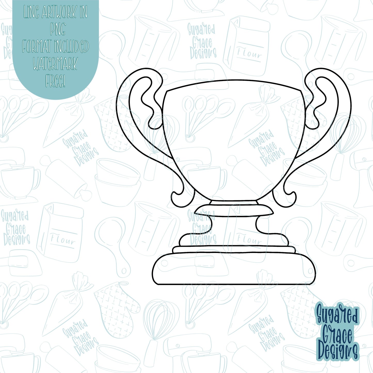 Sports Trophy Cookie Cutter STL Files for 3D Printing With Matching Printable PNG Images for Edible Ink Printers Including Eddie