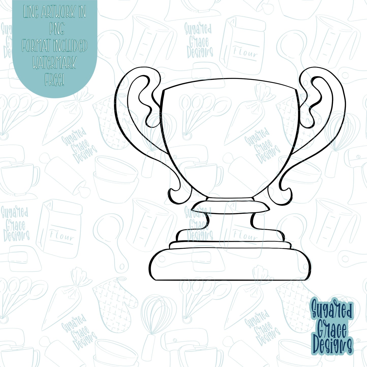 Sports Trophy Cookie Cutter STL Files for 3D Printing With Matching Printable PNG Images for Edible Ink Printers Including Eddie