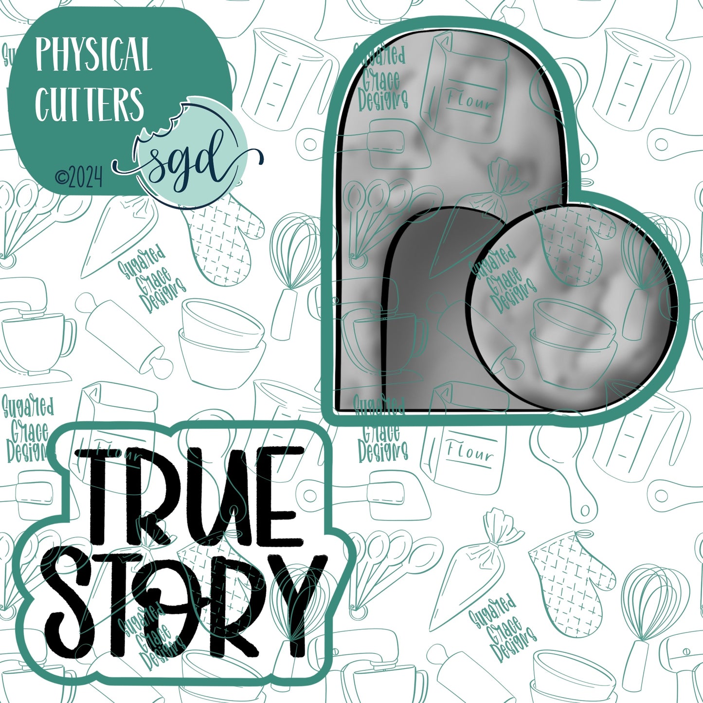 Easter True Story Plaque and Tomb Cookie Cutter Set of 2 with PNG Images to Match - Hand Drawn Graphics for Edible Ink Printers